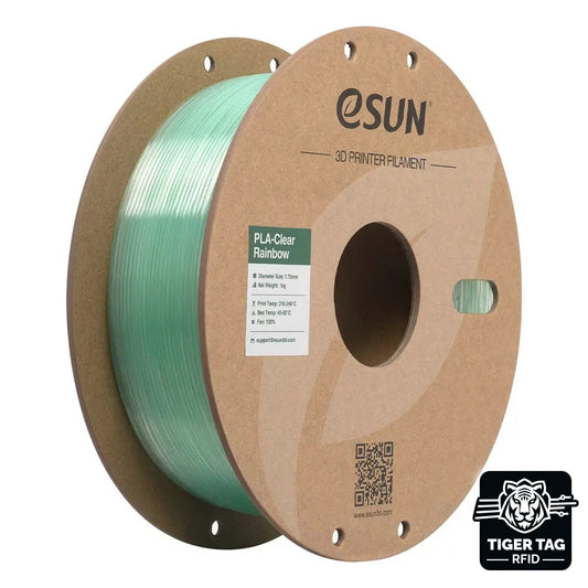 eSun - PLA-Clear Rainbow - Cyan Cristal (Cyan Crystal) - 1,75 mm - 1 kg avec RFID TigerTag